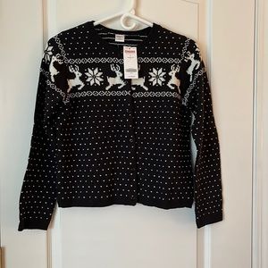 NWT Gymboree Black and White Sweater w/Hearts & Winter Theme-women’s Size4-6 (S)